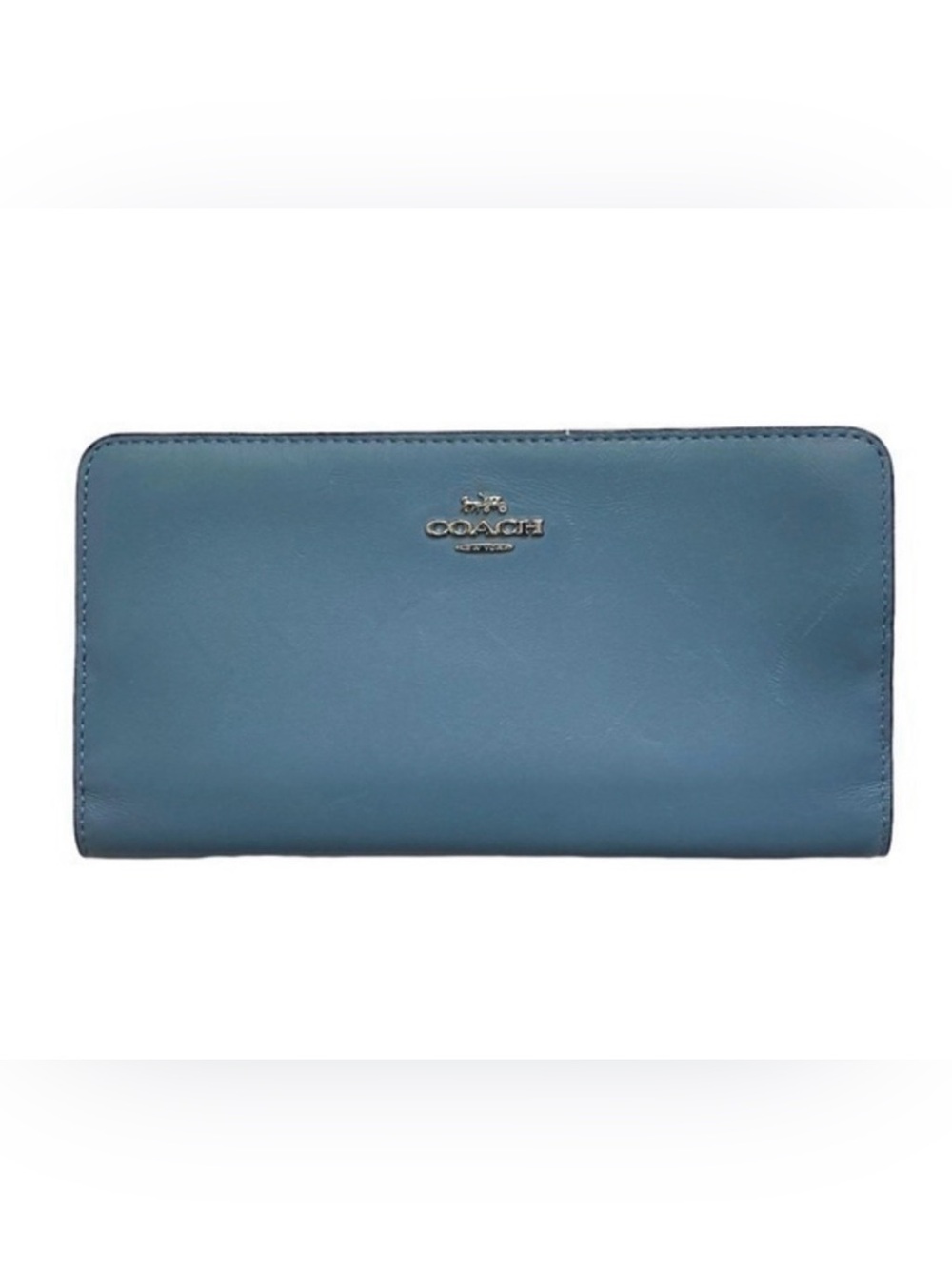 Coach Slate Blue Leather Zip Wallet